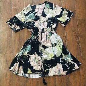 Floral Black Button Dress Women’s size Medium